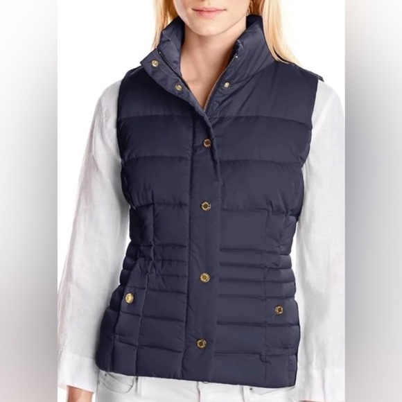 Lilly Pulitzer Isabelle Vest Midnight Quilted Puffer Gold Buttons size Small S - Picture 1 of 6